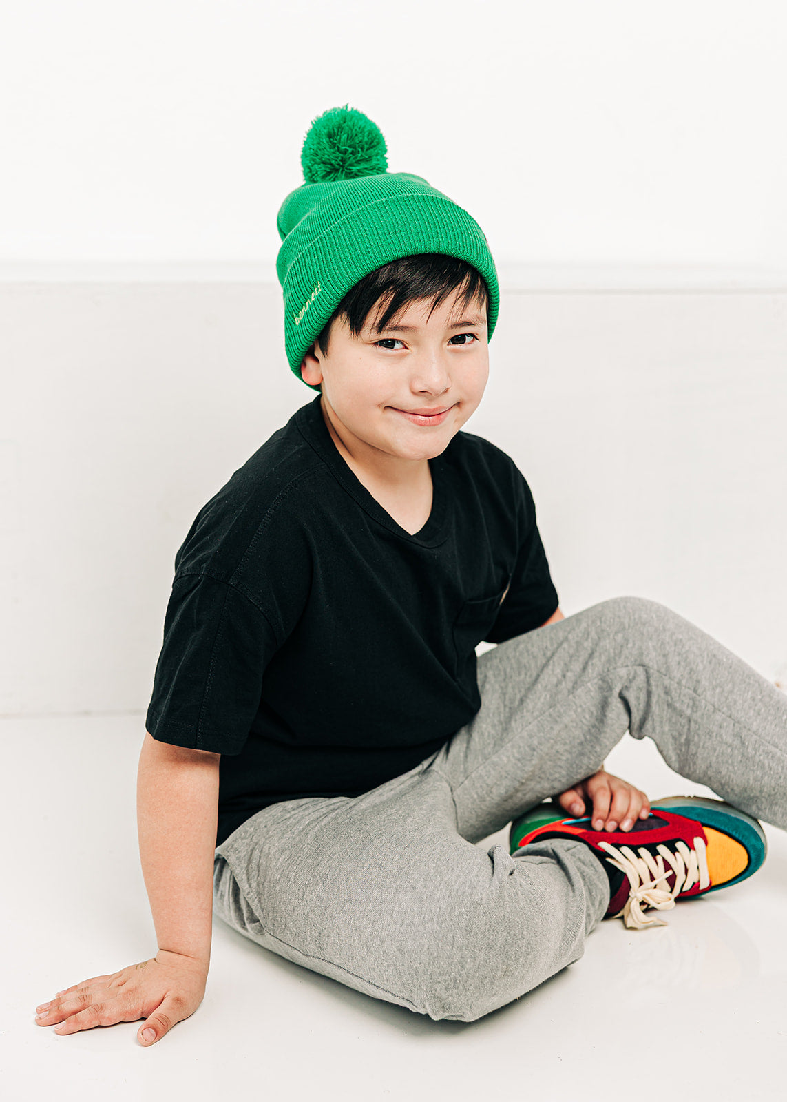 Custom Text Spearmint Pom Pom Hat