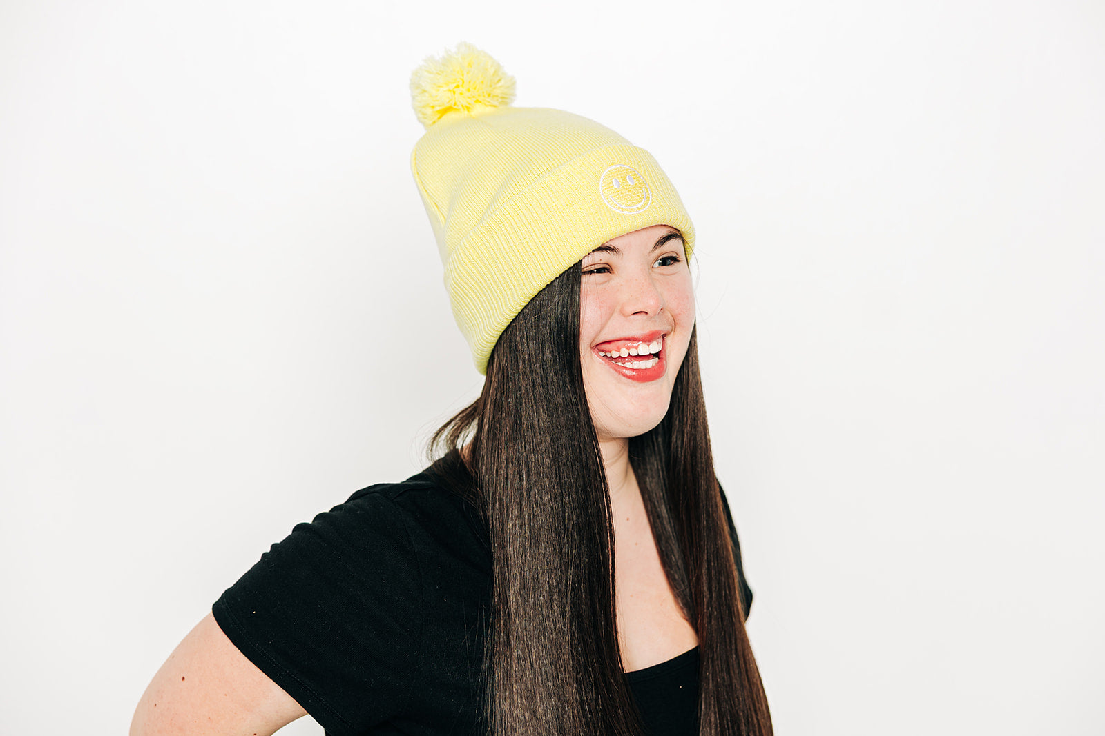 Smiley Pom Pom Hat