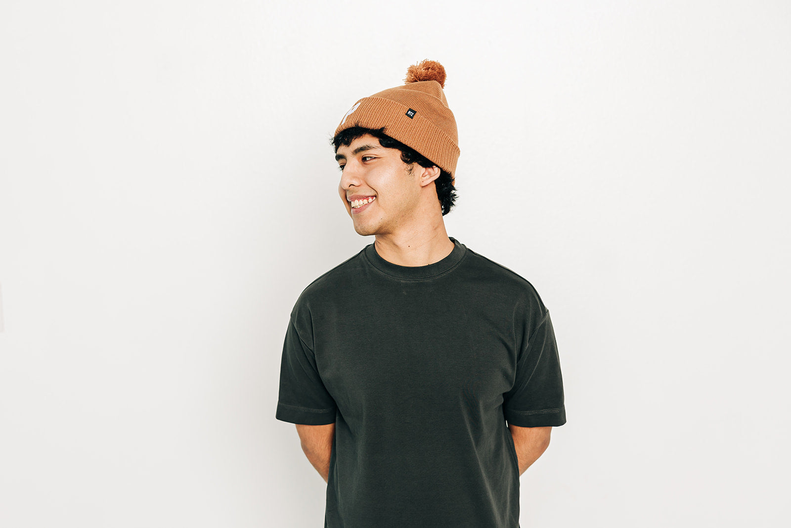 Latte Letter Pom Pom Hat