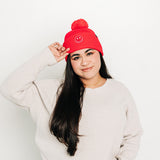 Smiley Pom Pom Hat