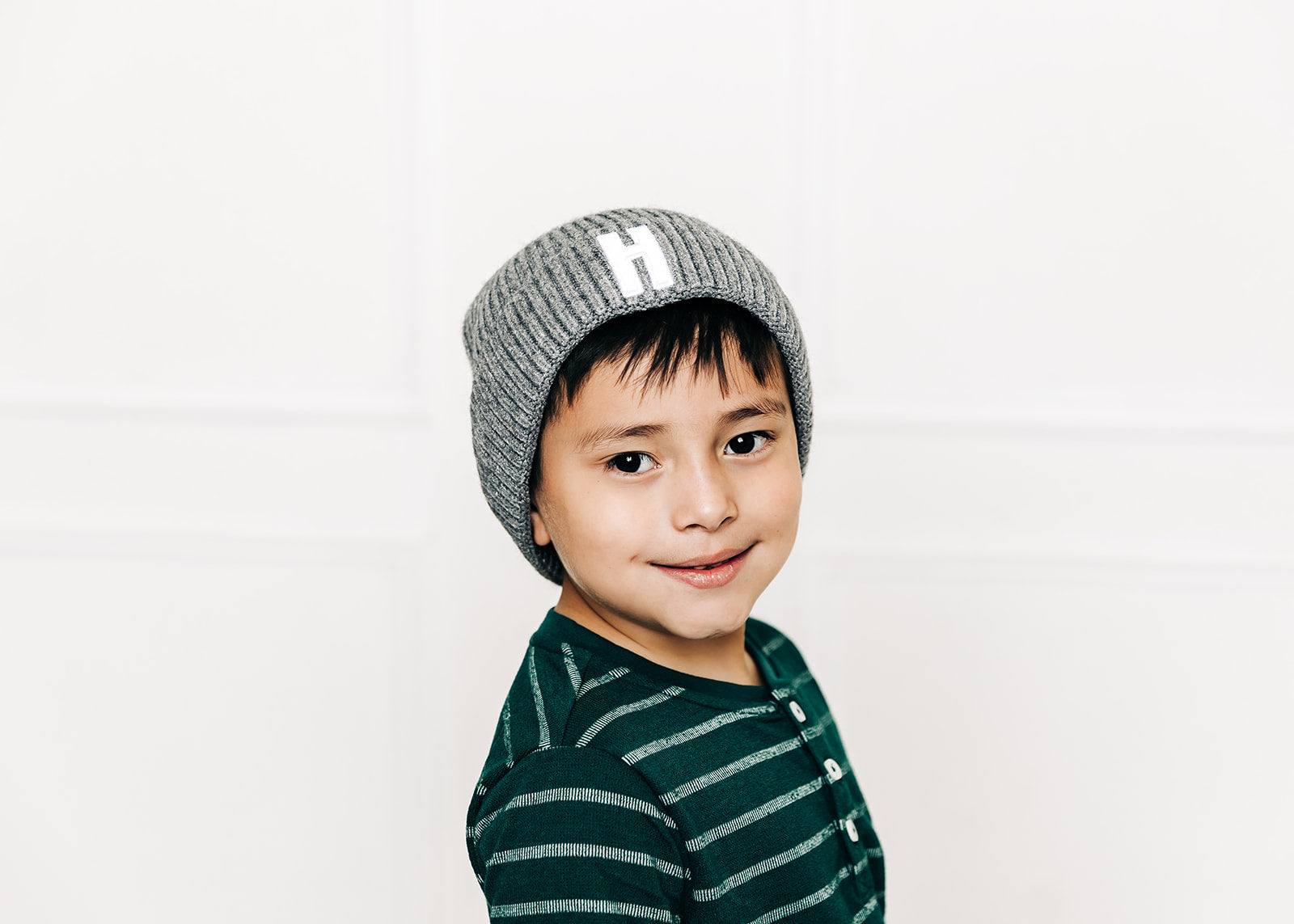 Heather Grey Letter Beanie