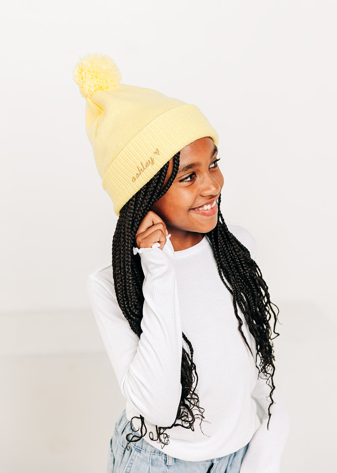 Custom Text Butter Pom Pom Hat