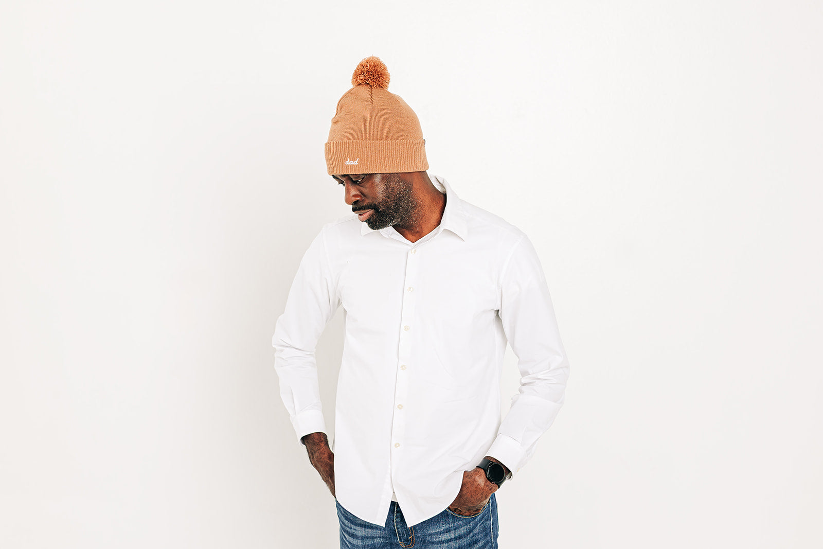 Custom Text Latte Pom Pom Hat