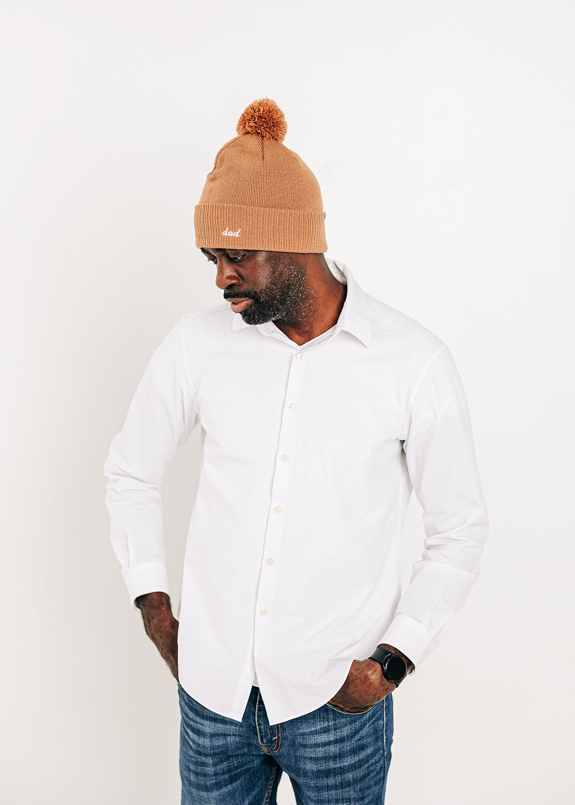 Custom Text Latte Pom Pom Hat