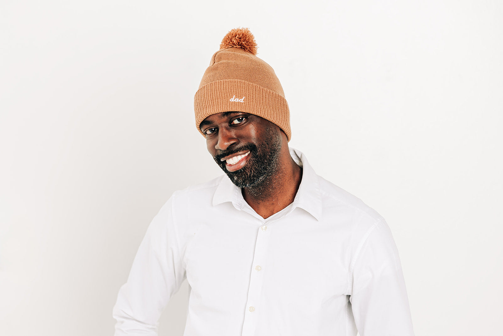 Custom Text Latte Pom Pom Hat