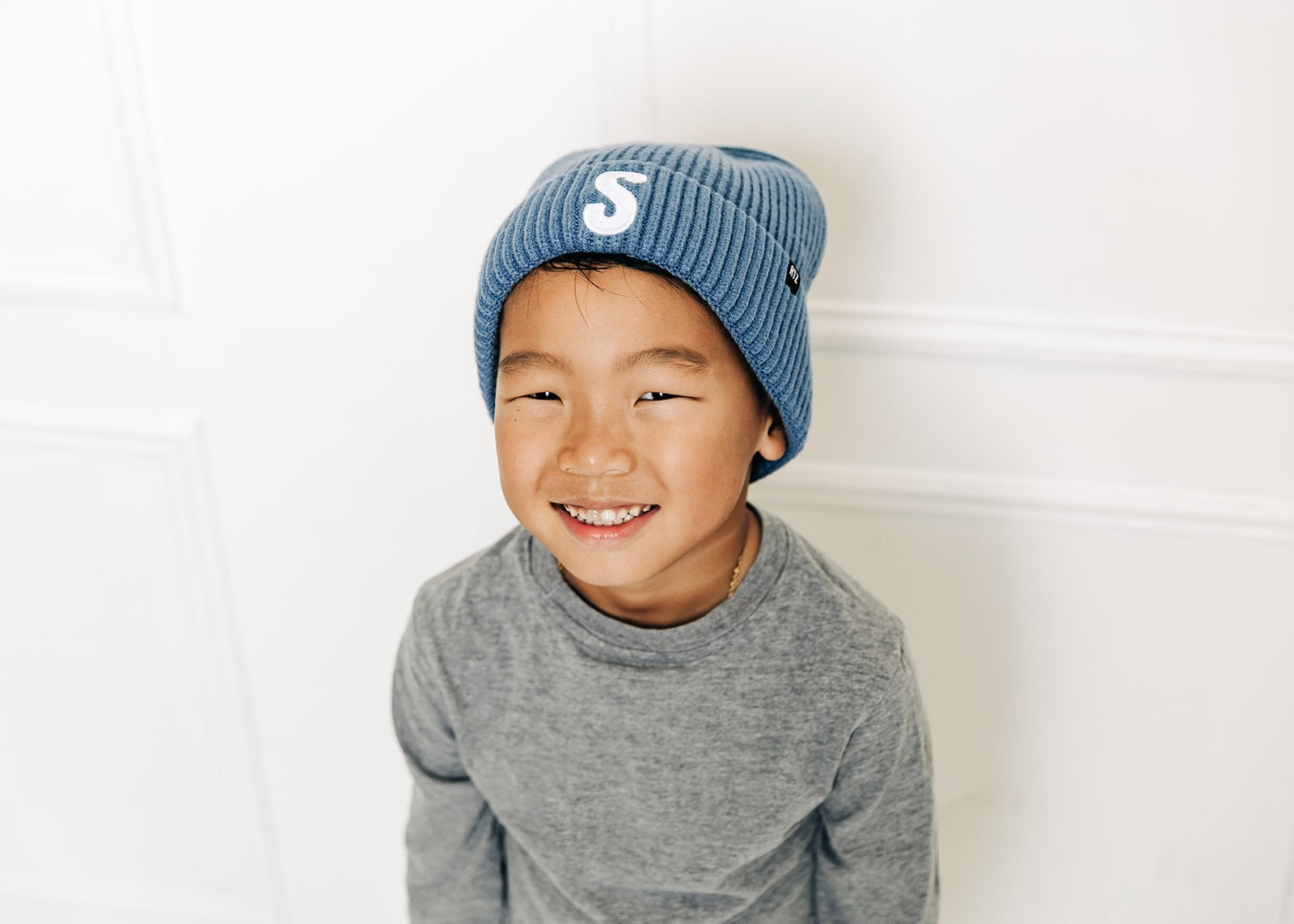 Polar Blue Letter Beanie
