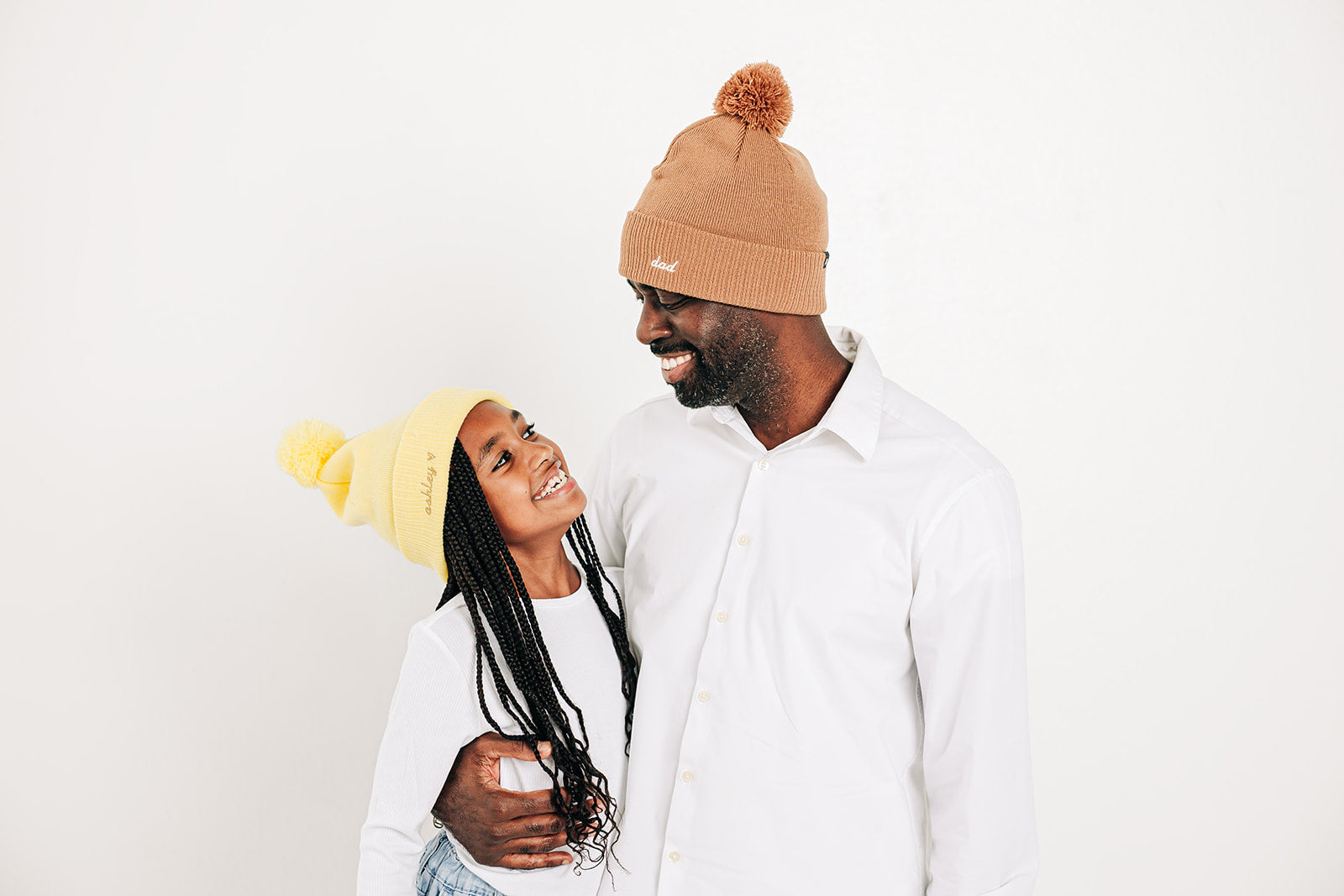 Custom Text Latte Pom Pom Hat