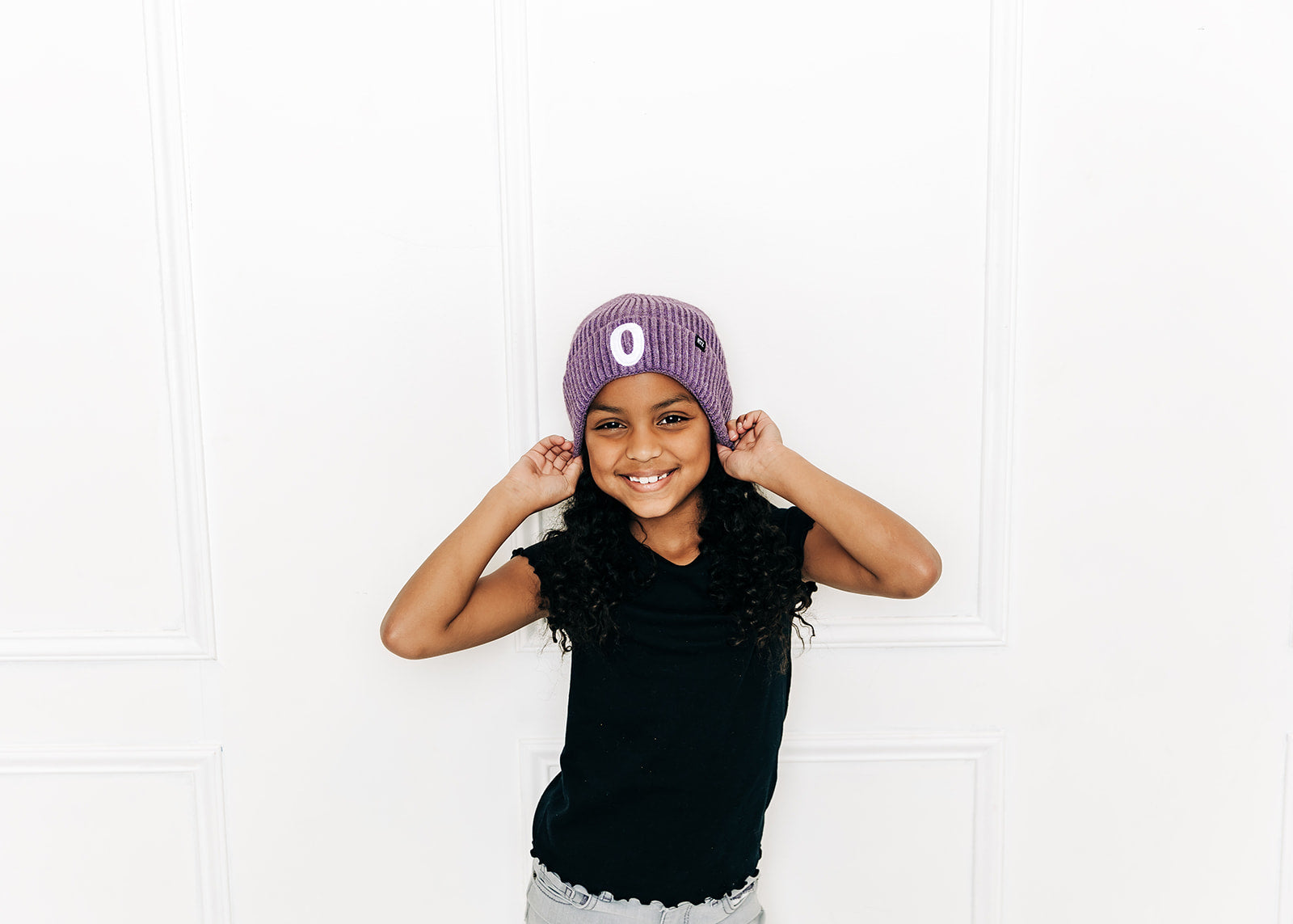 Heather Purple Letter Beanie