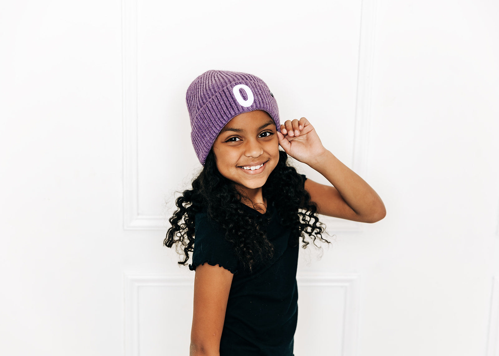 Heather Purple Letter Beanie