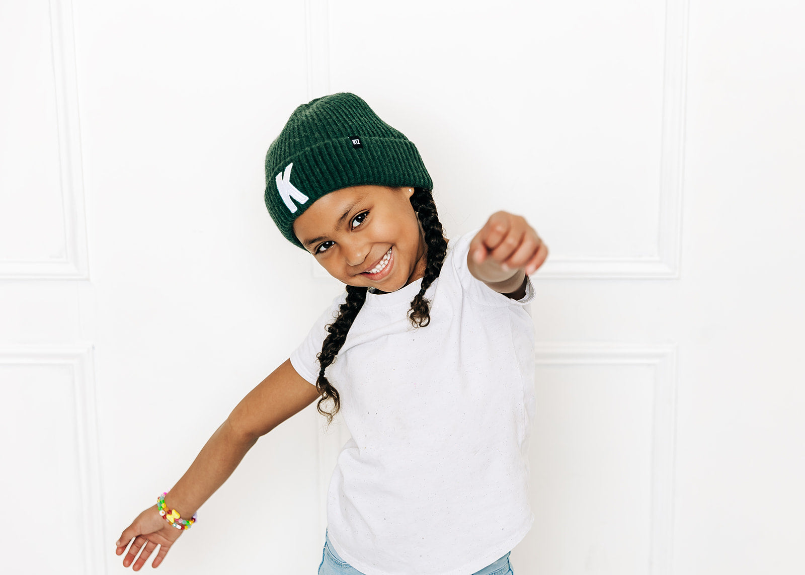 Forest Green Letter Beanie