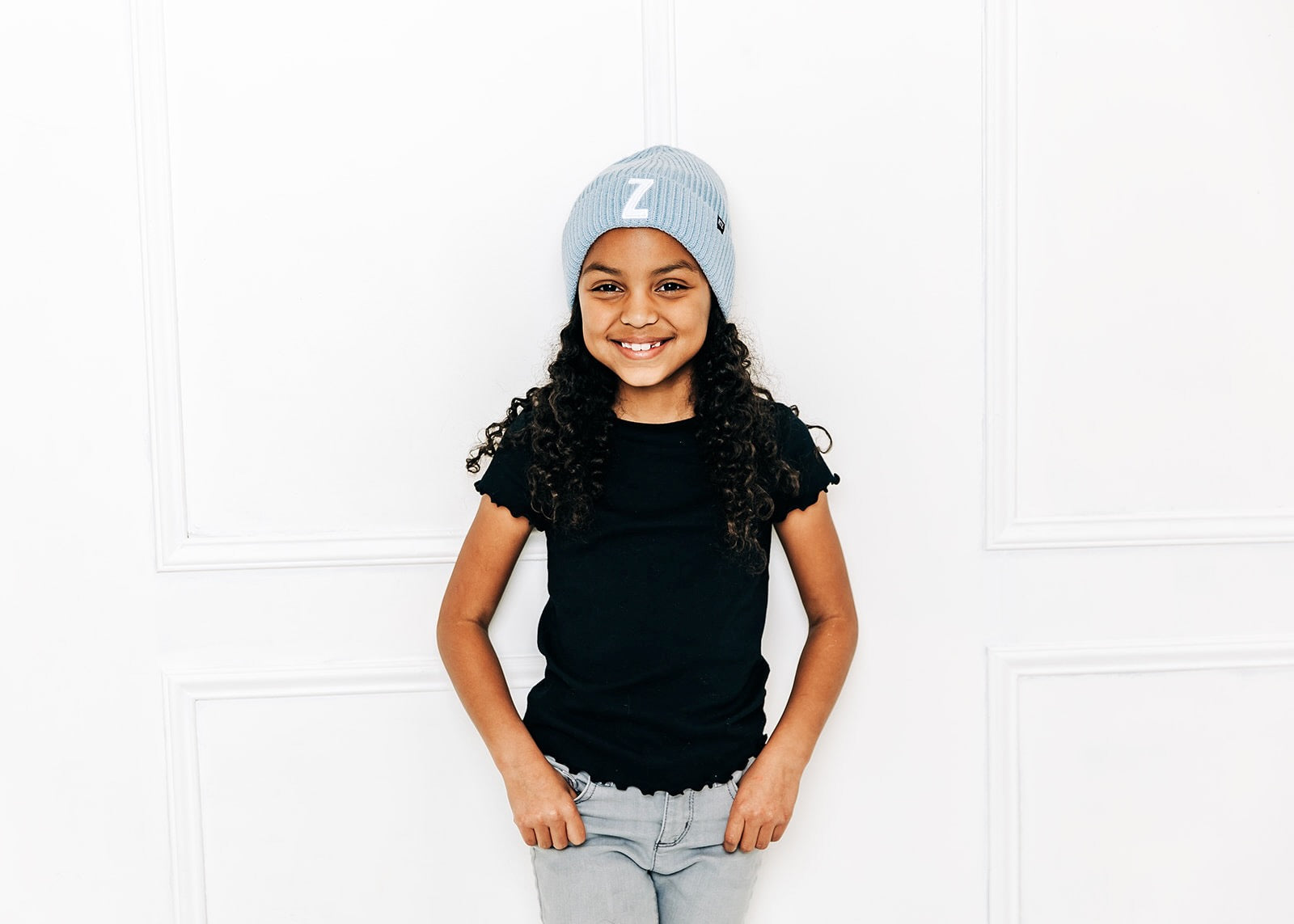 Polar Blue Letter Beanie