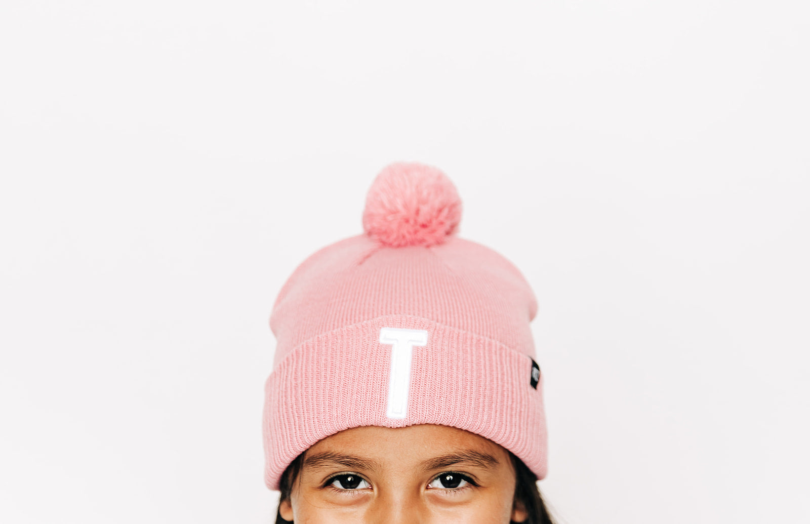 Pink Letter Pom Pom Hat