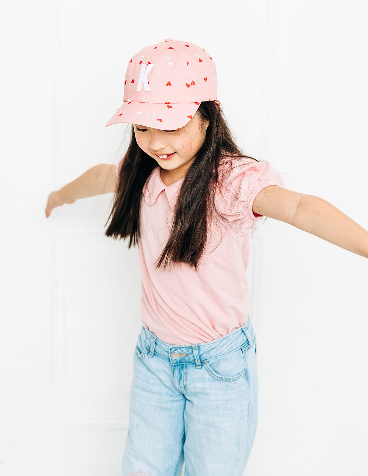 Pink Hearts Letter Baseball Hat