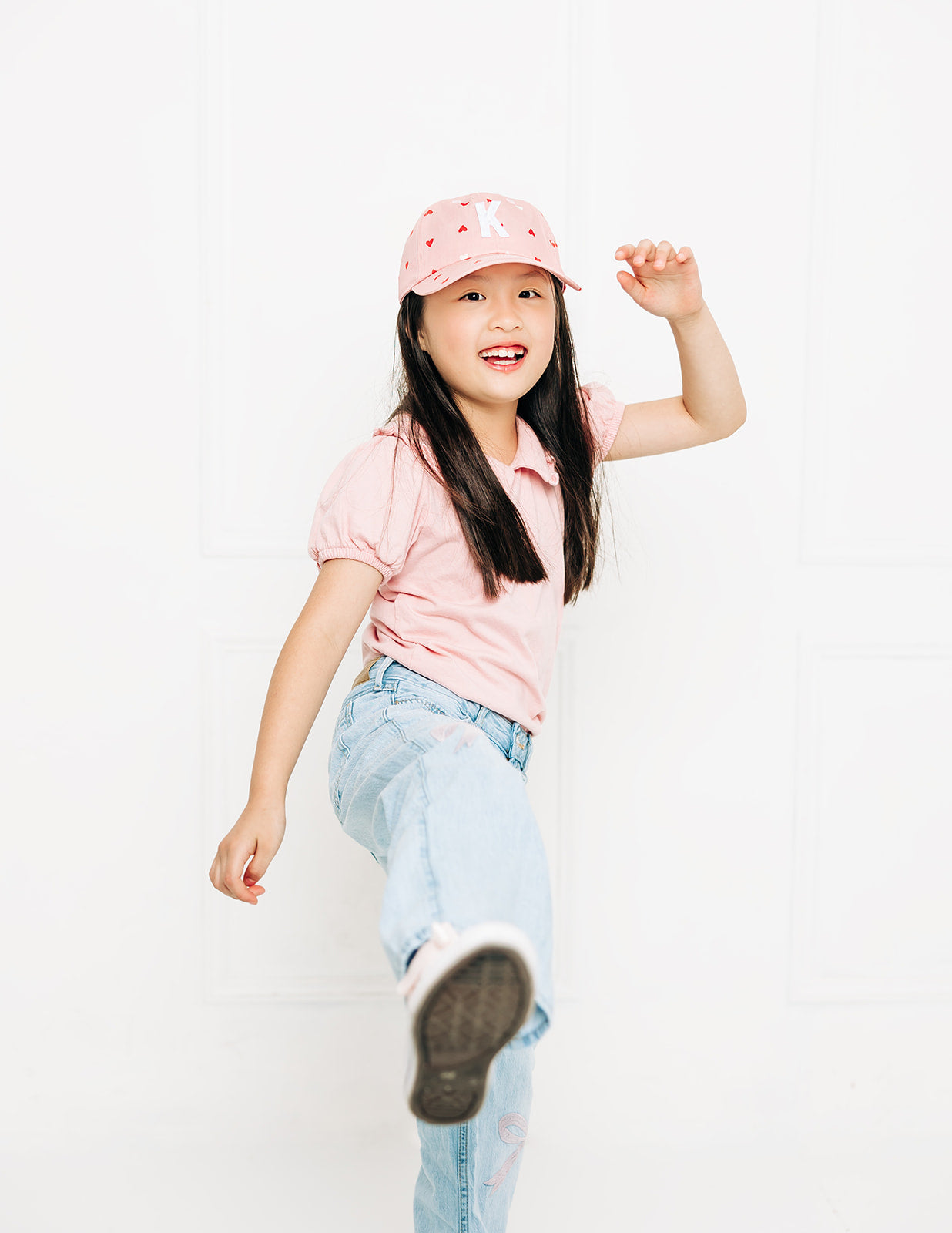 Pink Hearts Letter Baseball Hat