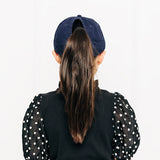 Navy Blue Letter Ponytail Hat