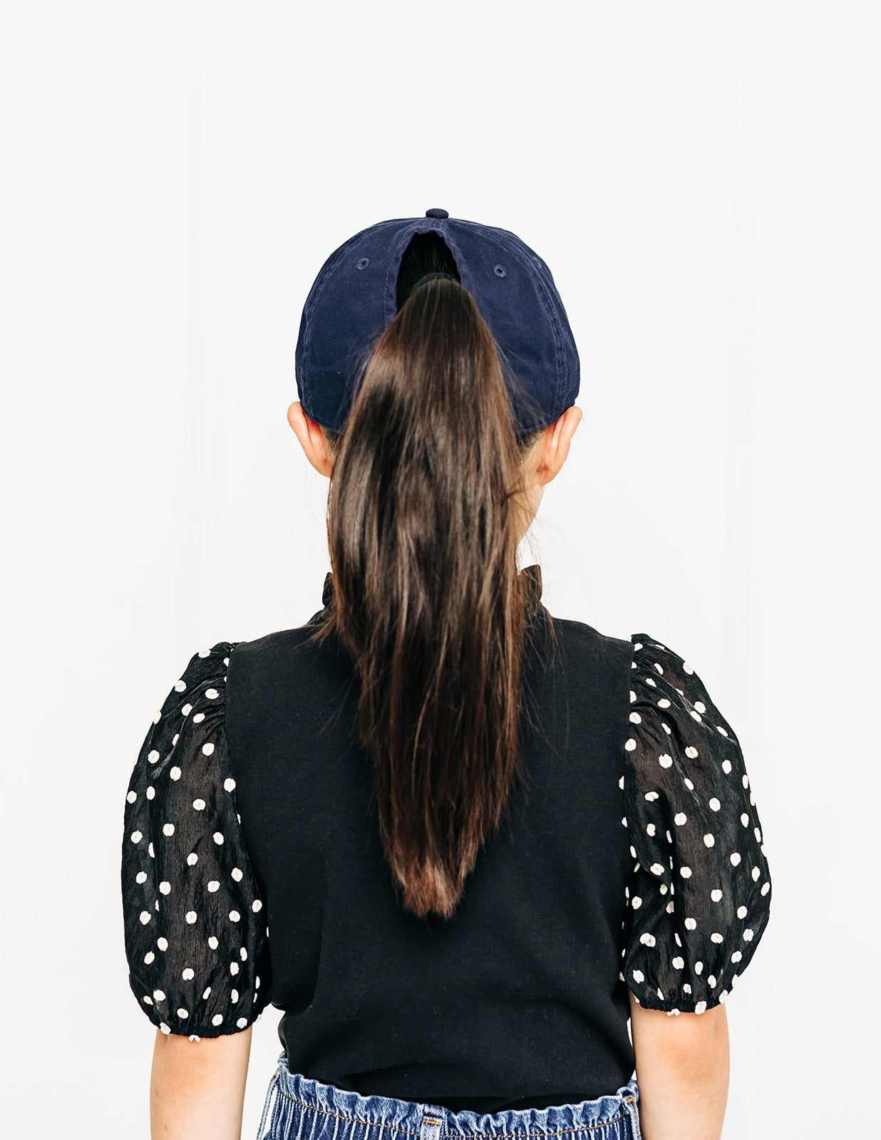 Navy Blue Letter Ponytail Hat