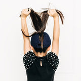 Navy Blue Letter Ponytail Hat