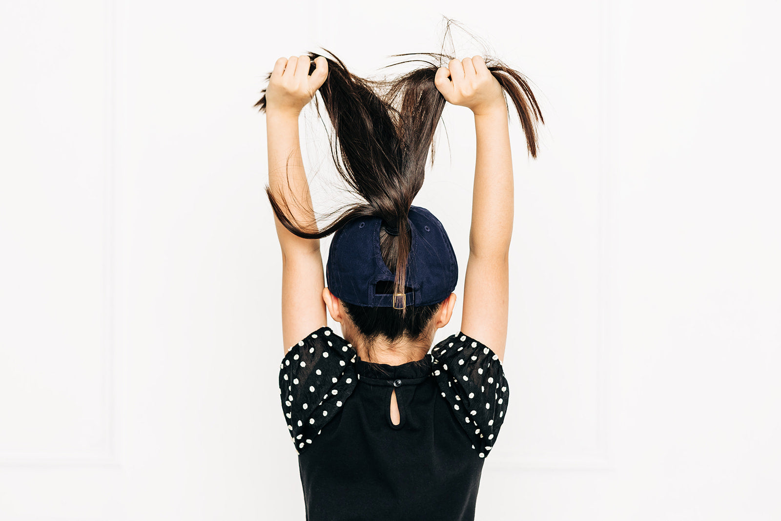 Navy Blue Letter Ponytail Hat