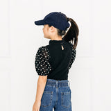 Navy Blue Letter Ponytail Hat