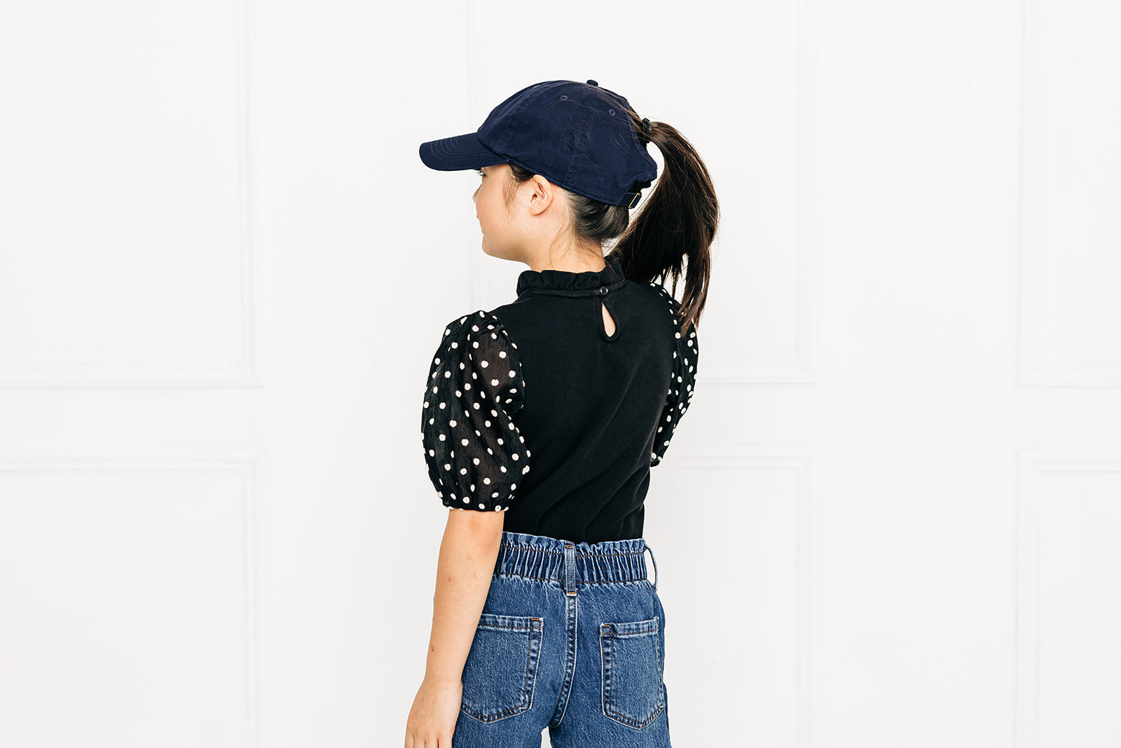 Navy Blue Letter Ponytail Hat