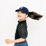 Navy Blue Letter Ponytail Hat