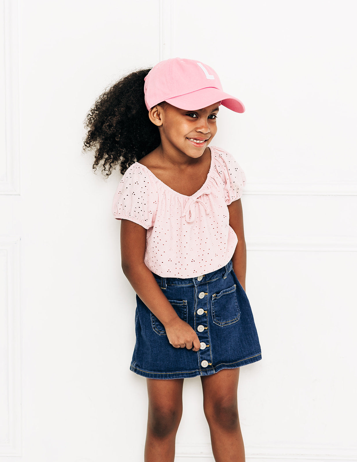 Light Pink Letter Ponytail Hat