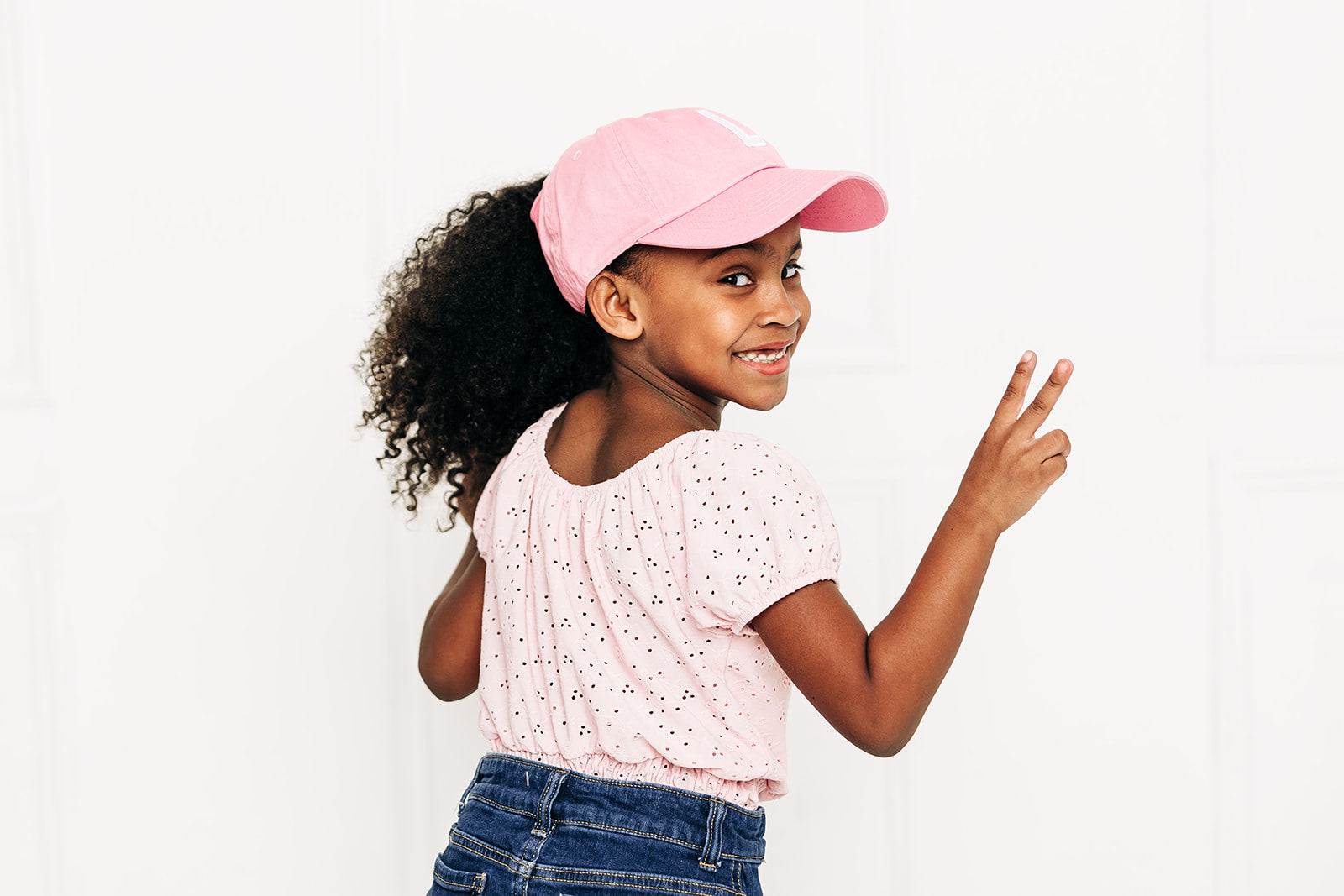 Light Pink Ponytail Hat + Terry Cheer Patch