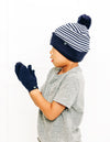 Blue &amp; White Stripe Pom Pom Hat