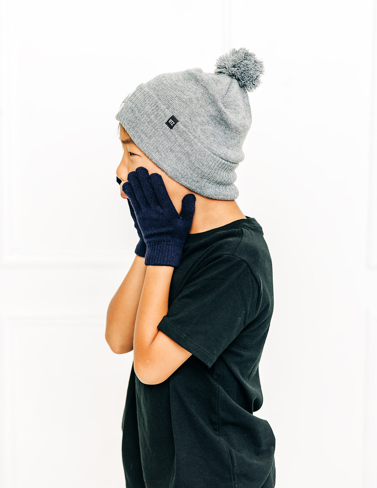 Heather Grey Letter Pom Pom Hat