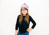 Purple Pom Pom Hat