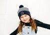 Blue &amp; White Stripe Smiley Pom Pom Hat