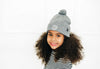 Heather Grey Smiley Pom Pom Hat