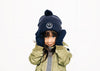 Navy Smiley Pom Pom Hat