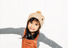 Tan Smiley Pom Pom Hat