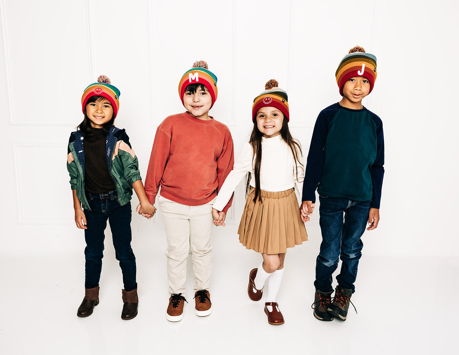 Sedona Stripe Letter Pom Pom Hat