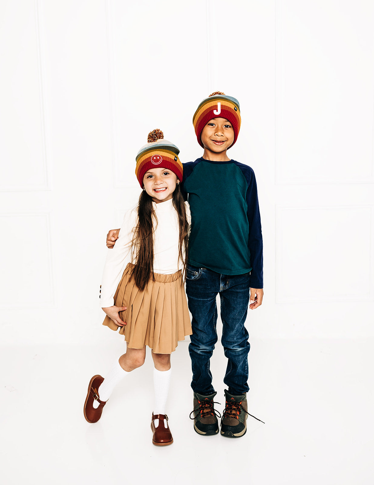 Sedona Stripe Letter Pom Pom Hat