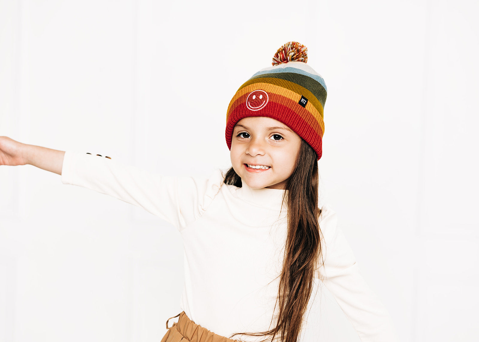Sedona Stripe Letter Pom Pom Hat