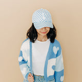 Blue Checker Letter Baseball Hat