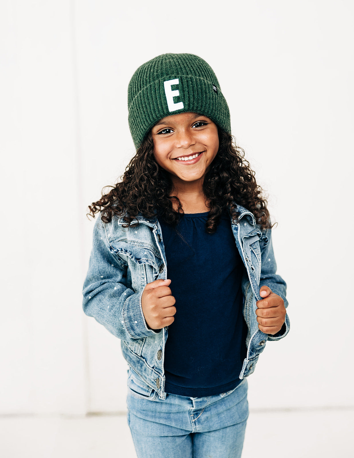 Forest Green Letter Beanie