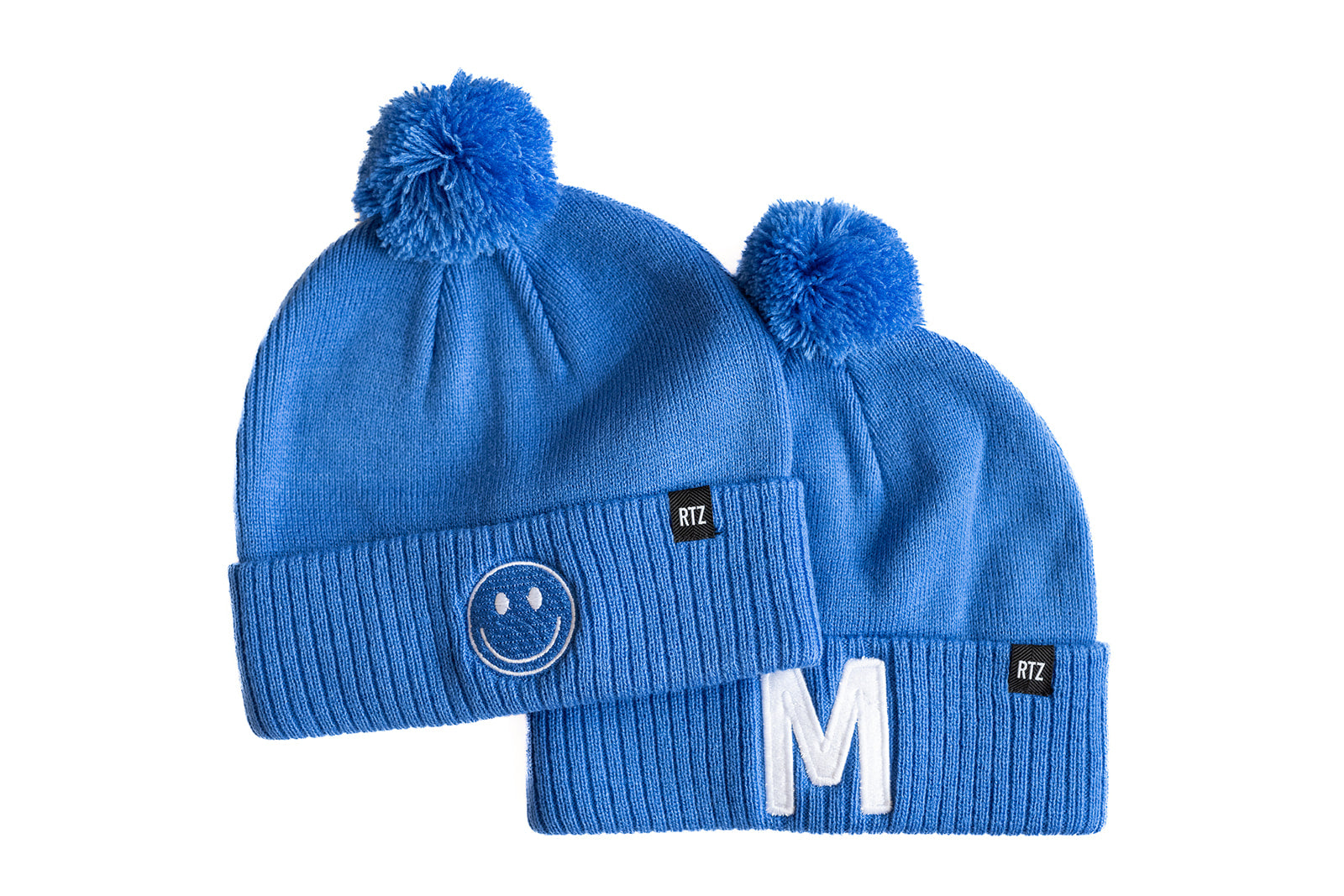 Cobalt Letter Pom Pom Hat