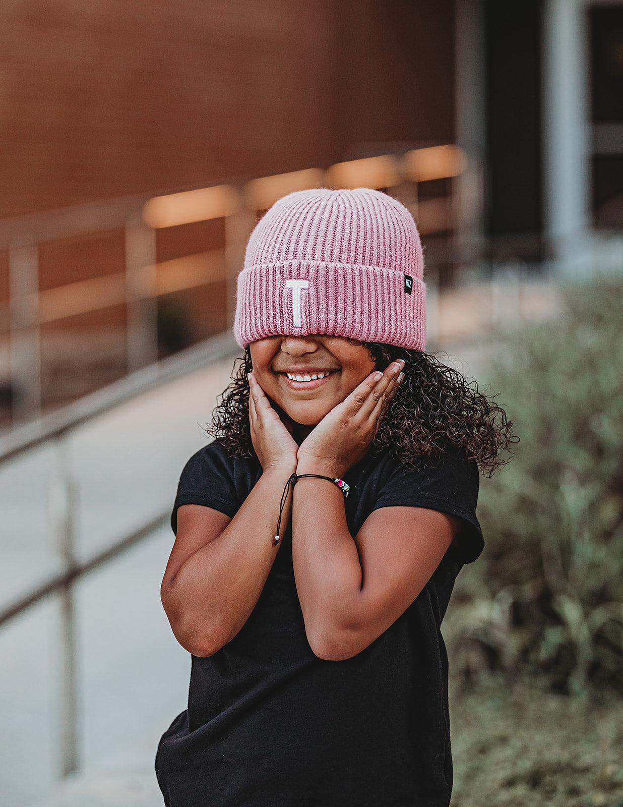 Lavender Ice Letter Beanie