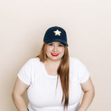 Glitter Gold Terry Star Patch Hat