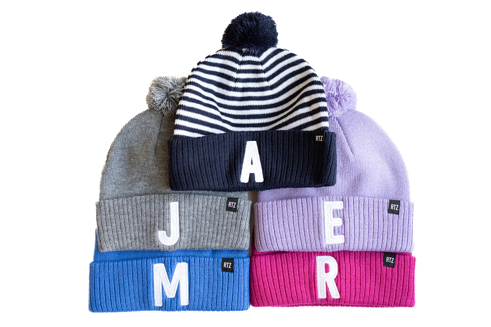 Heather Grey Letter Pom Pom Hat
