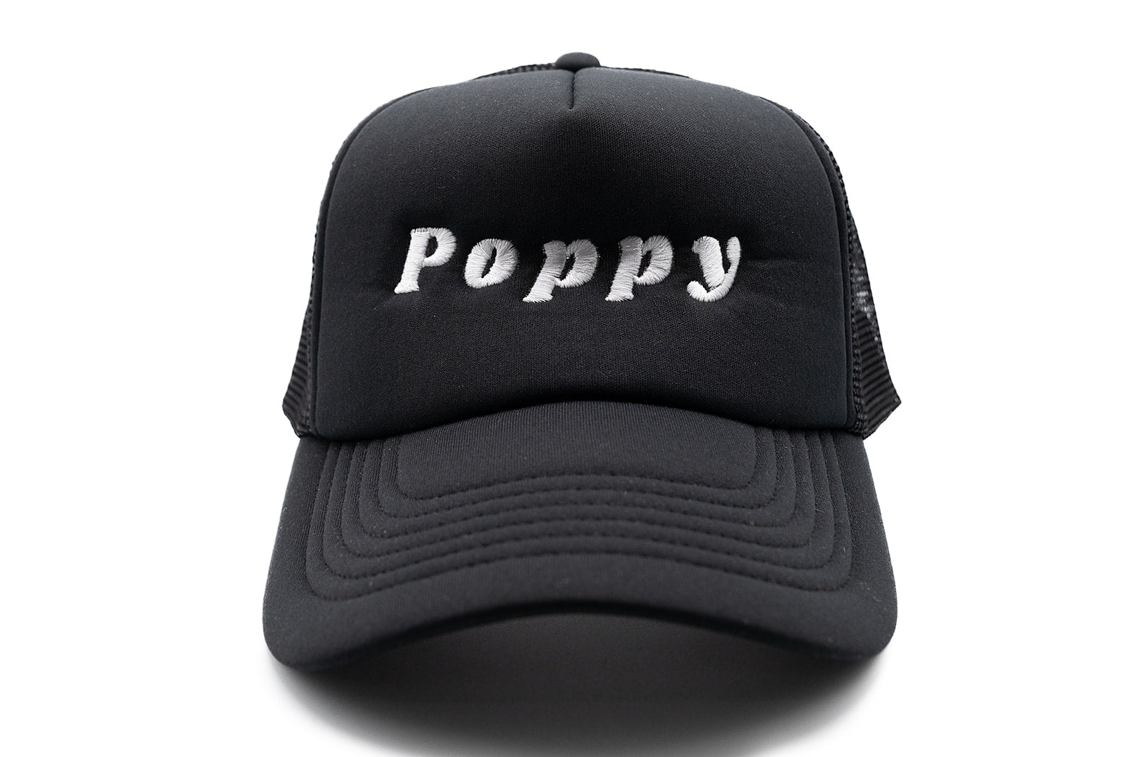 Black Foam Trucker Poppy Hat