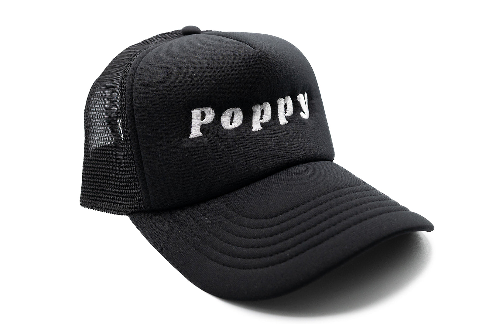 Black Foam Trucker Poppy Hat