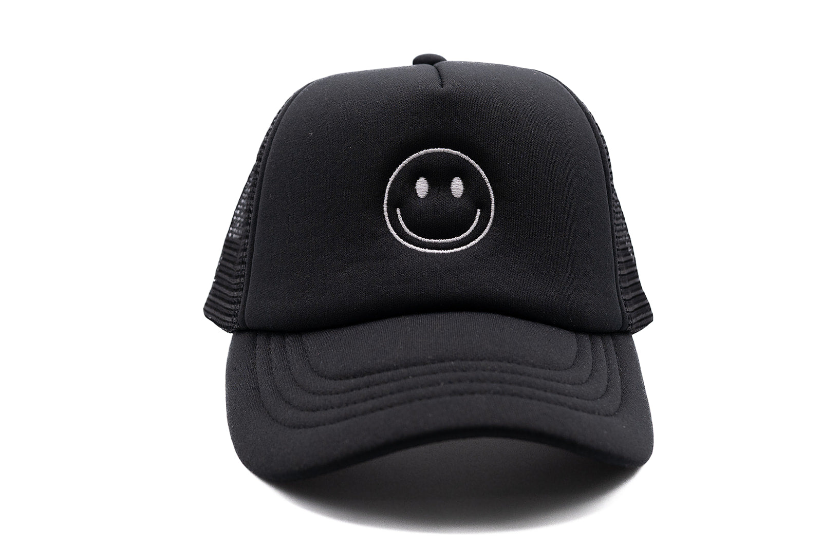 Black Foam Trucker Smiley Hat
