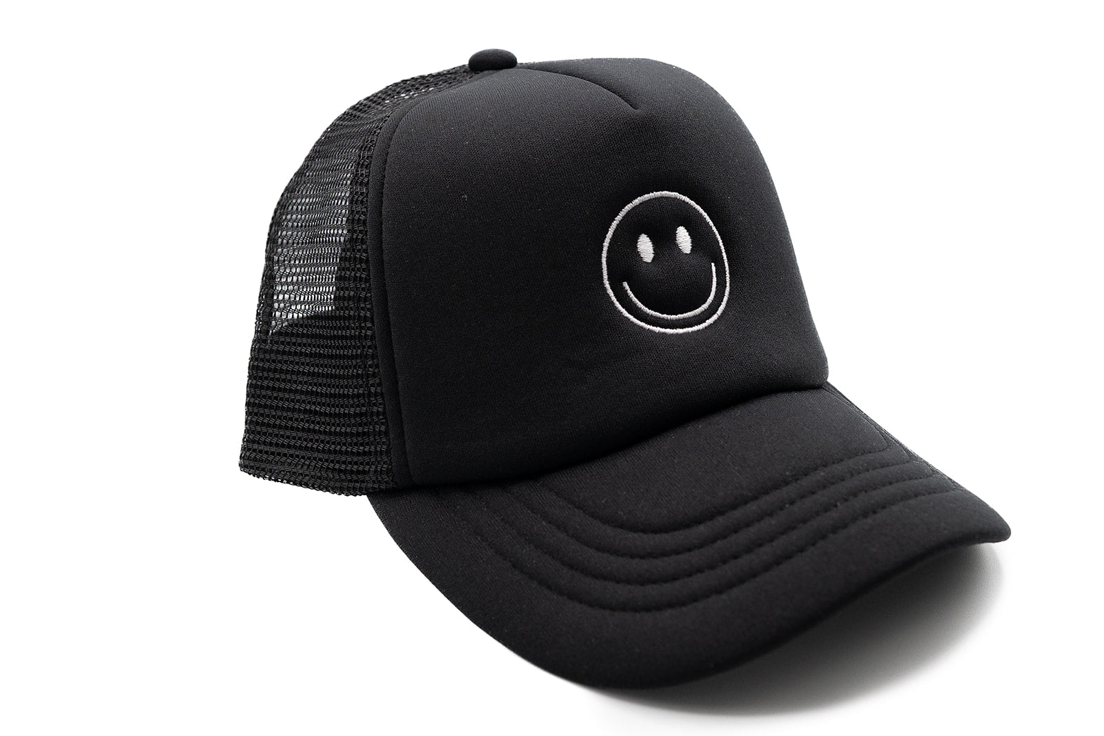 Black Foam Trucker Smiley Hat