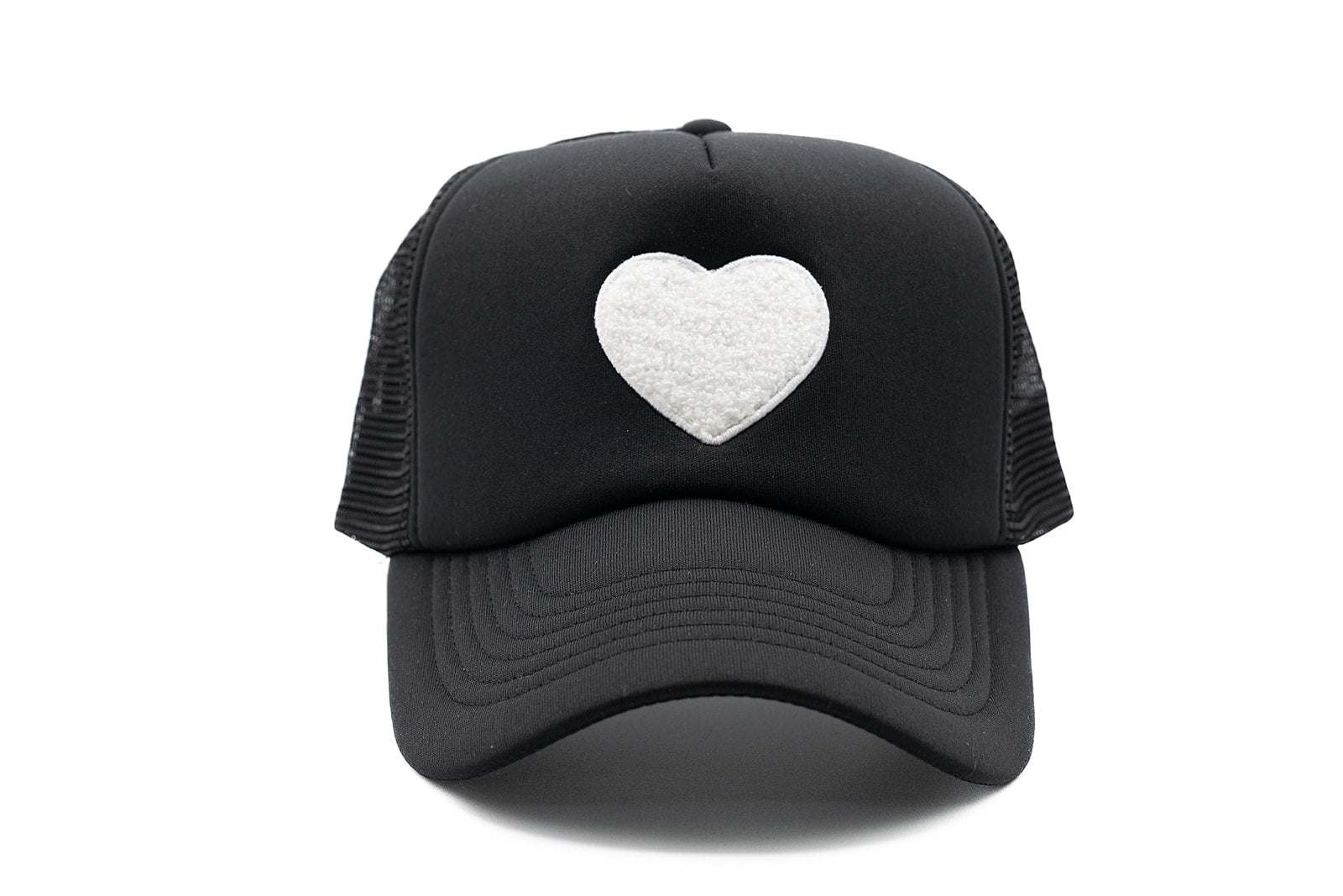 Black Foam Trucker Terry Heart Hat