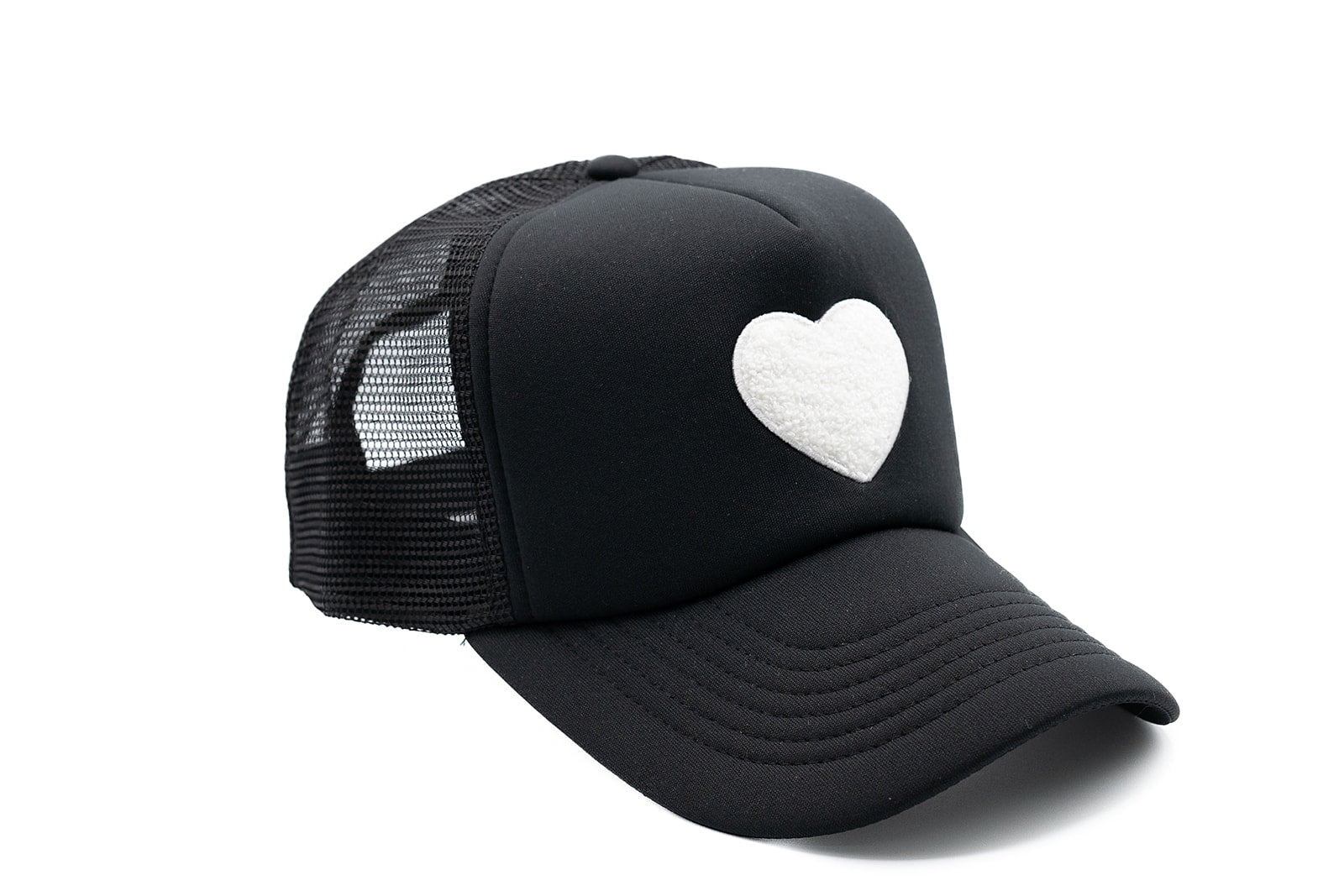 Black Foam Trucker Terry Heart Hat