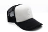 Black &amp; White Foam Letter Trucker Hat